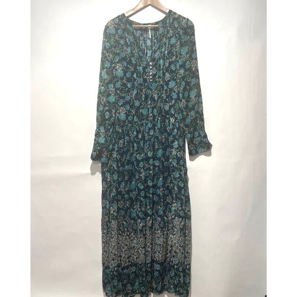 Free people Womens See it through Maxi dress Long sleeve Multicolor size M - Picture 9 of 11